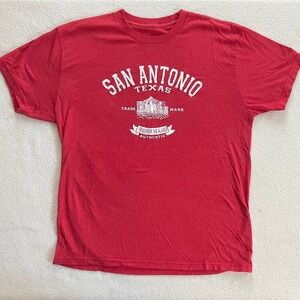 No Tag Mens Medium T-Shirt Red San Antonio Texas‎ Remember The Alamo Graphic Tee